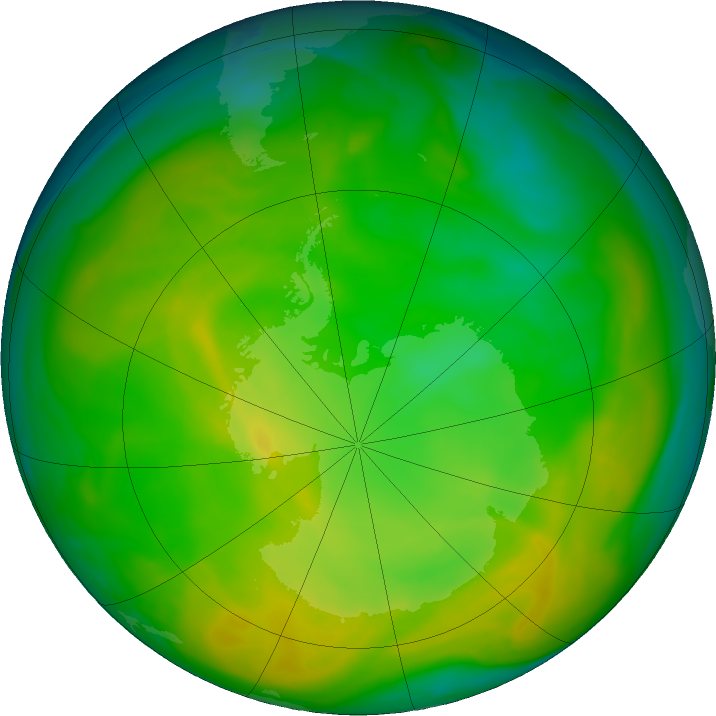 Antarctic ozone map for 16 November 2019